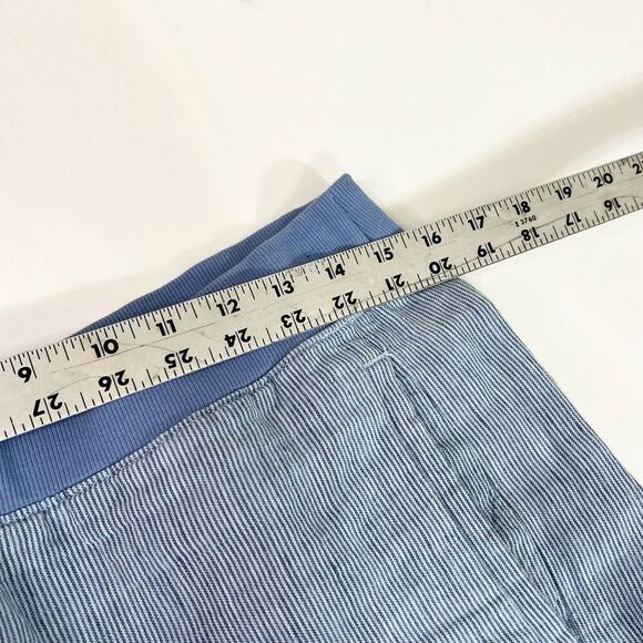 J.Jill Love Linen Pants Womens Small Blue Striped Cropped Wide Leg Elastic Waist - Picture 7 of 10